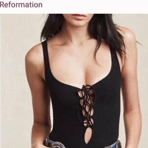 Reformation Black Lace-Up Women's Top
